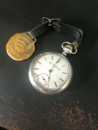 Rare 1891 Elgin Antique Sterling Silver Pocket Watch With Fob Find