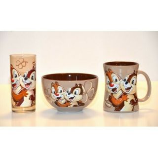 Disney Character Portrait Chip And Dale Breakfast Set,  Mug,  Bowl And Glass