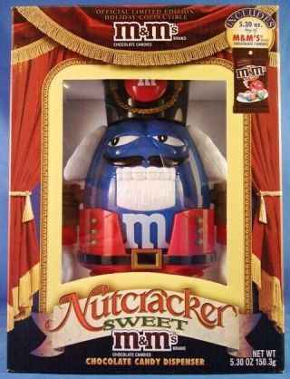 M&m - Nutcracker Sweet - Candy Dispenser - Rare Red/blue - Mib