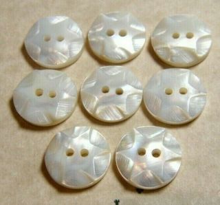 Matching Set Of 8 Carved Mother Of Pearl Buttons 5/8 "
