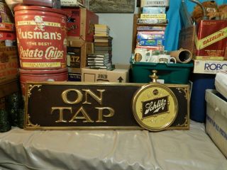 Schlitz " On Tap " Vtg Beer Sign {embosograph} Retro Bar_pub_tavern_cave Decor