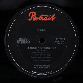 Sade Smooth Operator Portrait 12 " Vg,  /nm Promo Hear