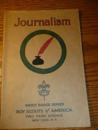 Boy Scout Merit Badge Book Tan Cover,  Journalism,  Scouting,  Boyscouts