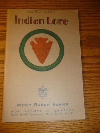 Boy Scout Merit Badge Tan Cover,  Indian Lore,  Scouting,  Boyscouts,  Bsa