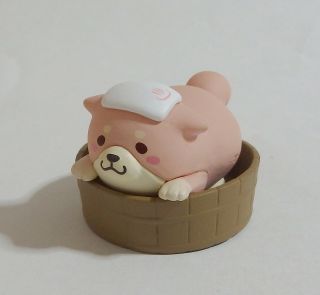 Capsule Toy Lovely Mochi Shiba Inu Dog Sakura Taking A Bath Gashapon Japan