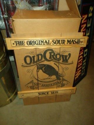 Rare Old Crow Wood Liquor Whiskey Bar Sign Man Cave