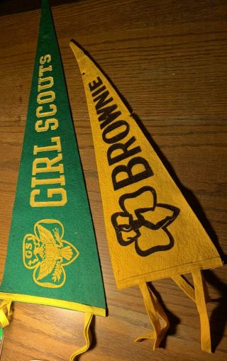 Vintage Girl Scout And Brownie Pennants