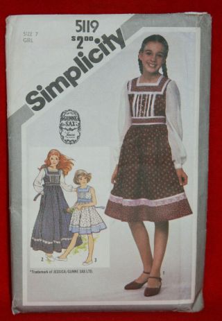 Simplicity 5119 Vintage Gunne Sax Dress Pattern Girls Size 7 Uncut (135)