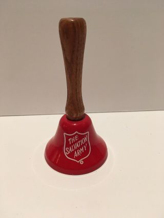 Small Salvation Army Bell Red Metal Wooden Handle Christmas Ringer