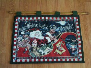 Mary Engelbreit The Night Before Christmas Tapestry Wall Hanging 34 X 26 W/pole