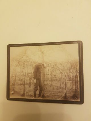 CARTE DE VISITE OF A YOUNG MAN WITH A PENNY FARTHING BICYCLE 2