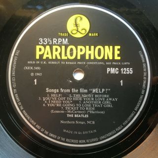 The Beatles Uk 1st Press Mono " Help " Sleeve Vinyl Record And Inner