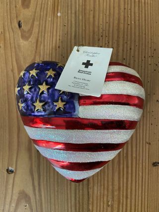 Christopher Radko Brave Heart Christmas Ornament Commemorating 9/11 Heart W/ Tag