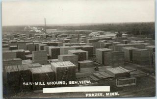 Frazee,  Minnesota Rppc Real Photo Postcard " Saw - Mill Ground " Lumber Yard C1910s