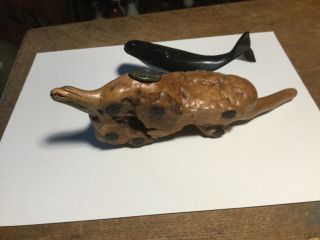 John Perry Sperm Whale Sculpture On Burl Driftwood 3