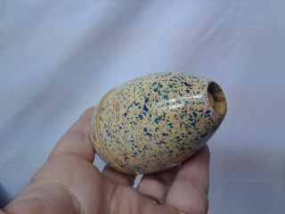 Vintage Darning Egg Wooden Red & Blue Speckled W Place For Needle & Thread Wood
