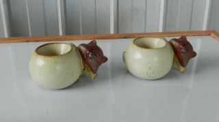 Kitten Egg Cup X 2 Gempo Pottery Made In Japan,  1972 - 1974