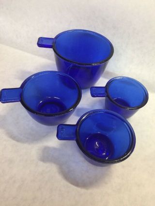 Cobalt Blue Glass 4 Pc Measuring Cup Set 1/4,  1/3,  1/2,  1 Cup