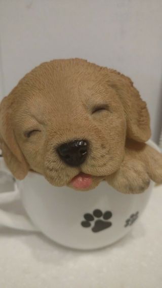 Nib - Teacup Pups Figurine Statue Golden Retriever Dog Puppy In Cup Mug Statue
