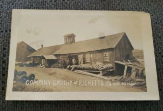 Rare Antique 1906 Ricketts Pa Company Smithy Rppc Photo Postcard Ghost Town
