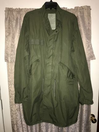 Vintage Us Army Military Extreme Cold Weather Fishtail Parka Shell Medium