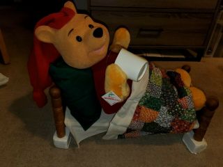 Large Motionette Winnie The Pooh In Bed Disney Animated Musical Christmas Telco
