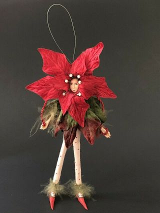Doll Christmas Ornament Krinkles Patience Brewster Red Poinsettia Girl Figure