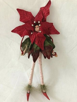 Doll Christmas Ornament Krinkles Patience Brewster Red Poinsettia Girl Figure 2