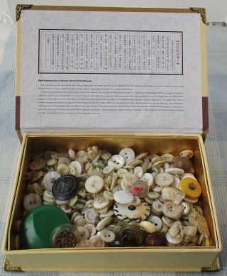 Collectors Sewing Box Full Of Small Vintage Pearl Buttons