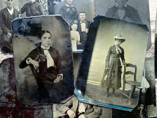 1860 - 80 Of 9 Tintype Photos Leeds Family Washington Dc Civil War