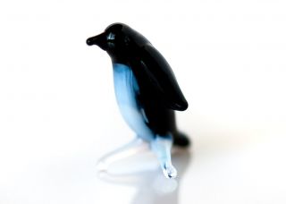 Penguin Tiny Bird Blown Glass " Murano " Art Made In Russia Animal Figurine
