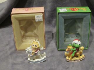 Enesco 1984 Muppet Babies Kermit And Miss Piggy Ornaments
