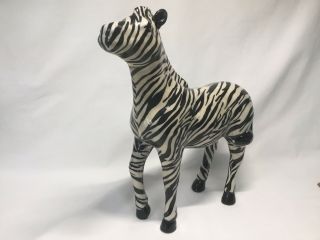 Zebra Figurine - Molded Plastic Figure - Black & White - 11 " X 11 " -