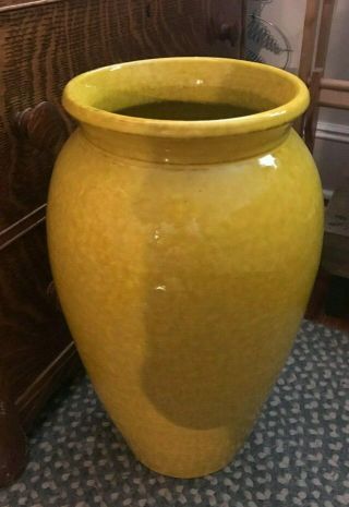 Vintage Art Garden Pottery Oil Jar Vase Yellow 18.  5 " Red Clay Hand Thrown
