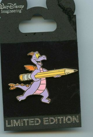 Wdi Disney Figment Dragon Holding A Large Pencil Cast Le 300 Pin & Card