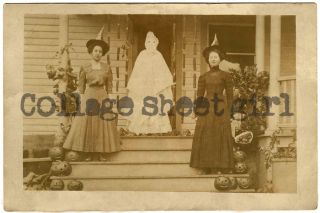 Vintage Halloween Witches Porch Larger 8.  5 X 11 Antique Photograph Reprint 270