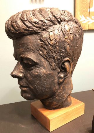 Vintage Schillaci Austin Signed John F Kennedy Bust Head Figurine 1964 2