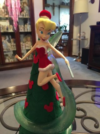 Disney Parks Tinker Bell Christmas Tree Topper Red Outfit Lights Up W/box