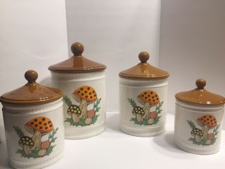 Merry Mushroom Canister Set Sears Roebuck And Co.  Vintage 1982