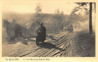 German Military Moving On Motorcycles Through The Tuchel Heath Rppc