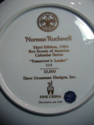 Vintage 1983 Norman Rockwell BOY SCOUTS OF AMERICA Tomorrow ' s Leader Plate 3