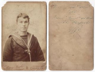 Cabinet Card Photograph Royal Navy Seaman By Inglis Of Chelsea