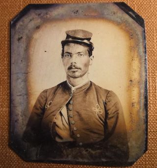Civil War African American Union Soldier With Zouave Uniform Rp Tintype C1168rp