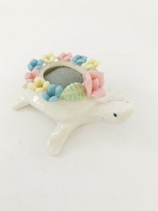 Ardalt Vintage Porcelain Turtle Pin Cushion From Japan Flowers