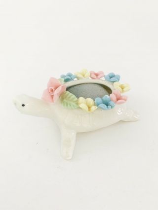 Ardalt Vintage Porcelain Turtle Pin Cushion From Japan Flowers 2