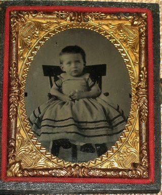 9th Plate Ruby Ambrotype Cute Child Sitting In Chair