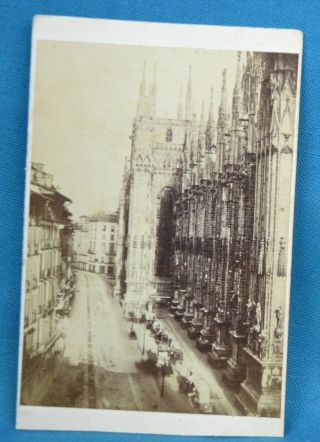 1860/70s Cdv Photo Carte De Visite Italy Milan Milano Duomo Cathedral