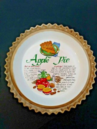 Vtg Ceramic Apple Pie Plate Keeper Covered Lid Apples Recipe Dish Plate Lattice 3