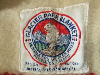 Vintage Pendleton Woolen Mills Galcier Park Blanket Twin 80 x 55 Virgin Wool 3