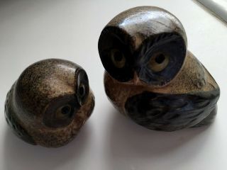 Set of 2 Vintage 1970 ' s Ceramic Owl Figurines OMC Otagiri Japan 2